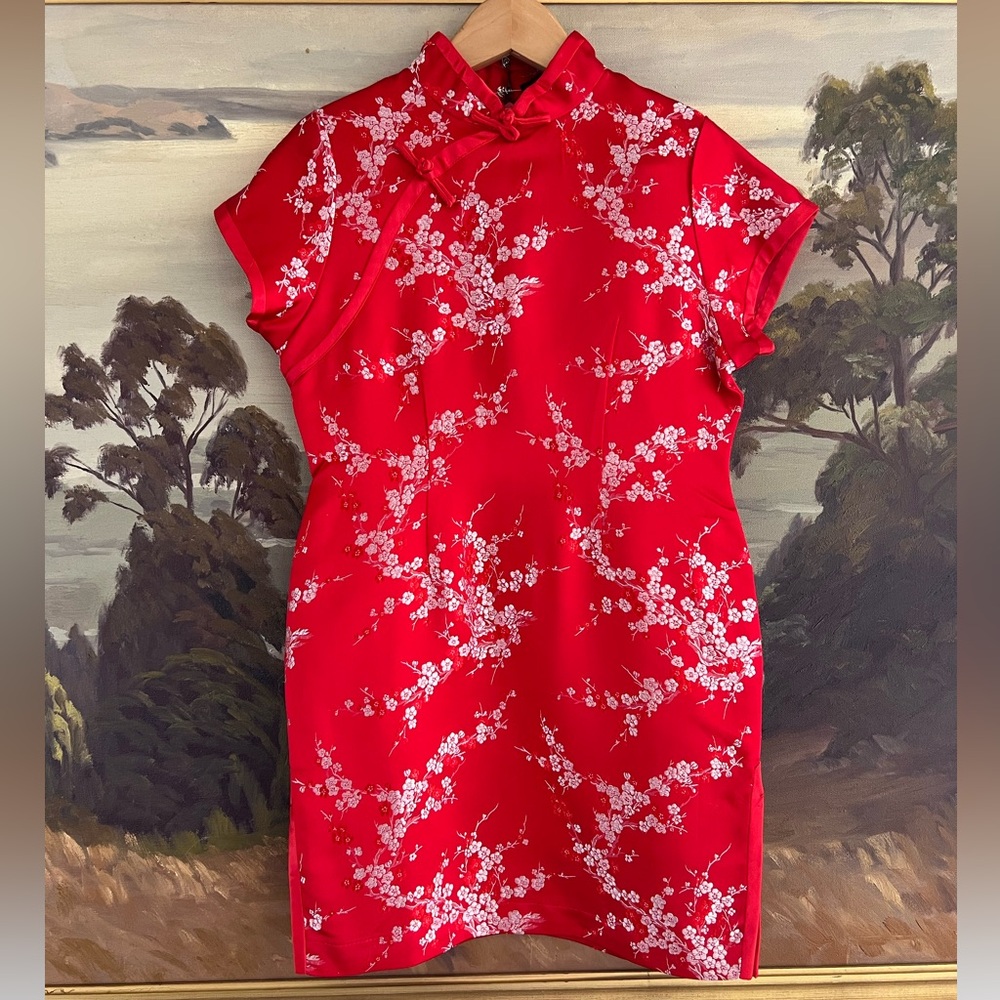 Lucky Red Floral Child Cheongsam NWT Dress size 7/8